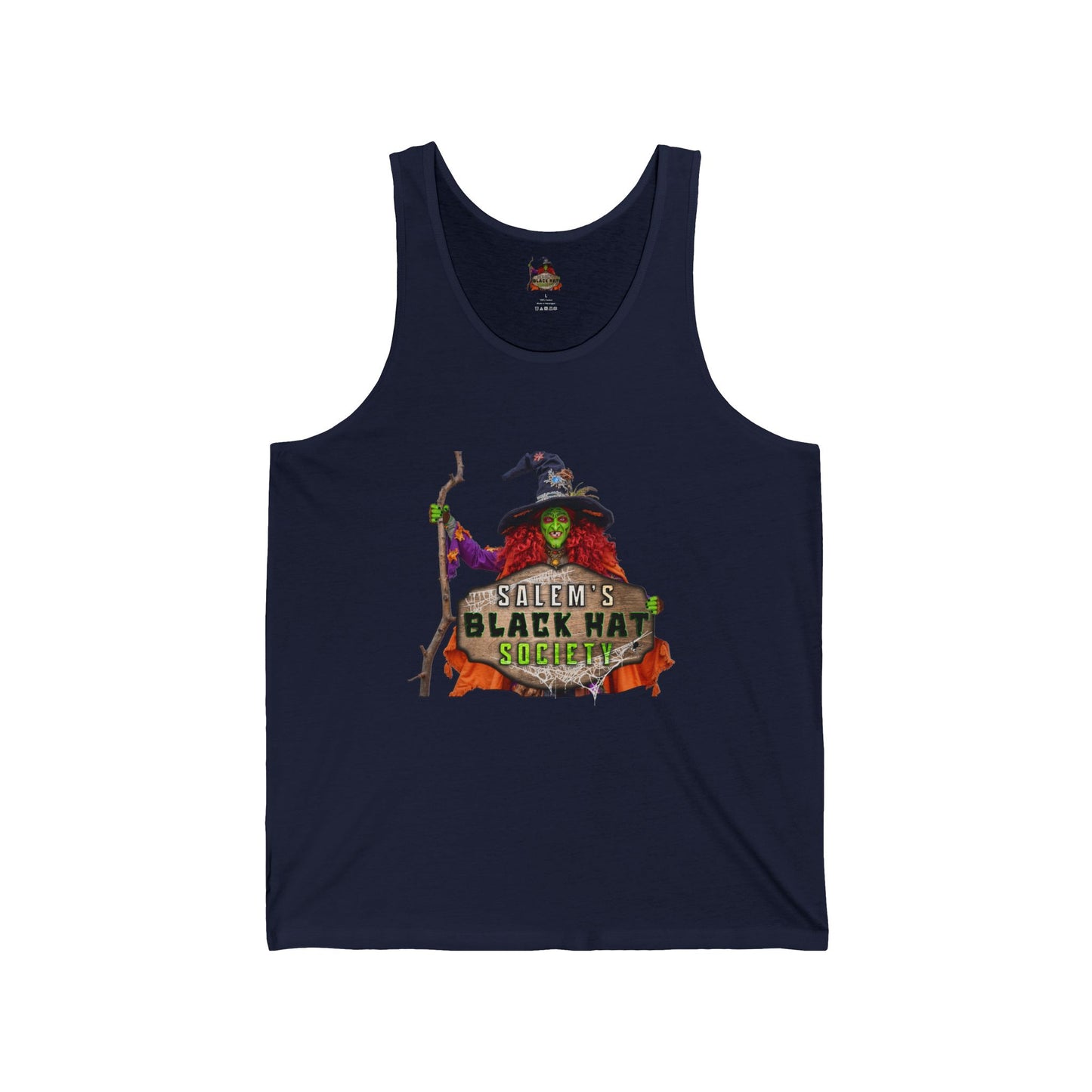 Salem's Black Hat BORAH! Tank Top - Halloween Party Tee, Unisex Jersey Tank, Witchcraft Apparel, Gift for Halloween Enthusiasts, Black Hat Society