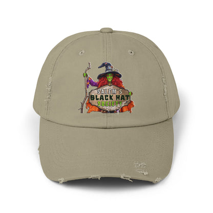 Salem's Black Hat Society Caps, Halloween Cap, Witch Hat Gift, Distressed Unisex Cap, Spooky Accessories, Fall Fashion