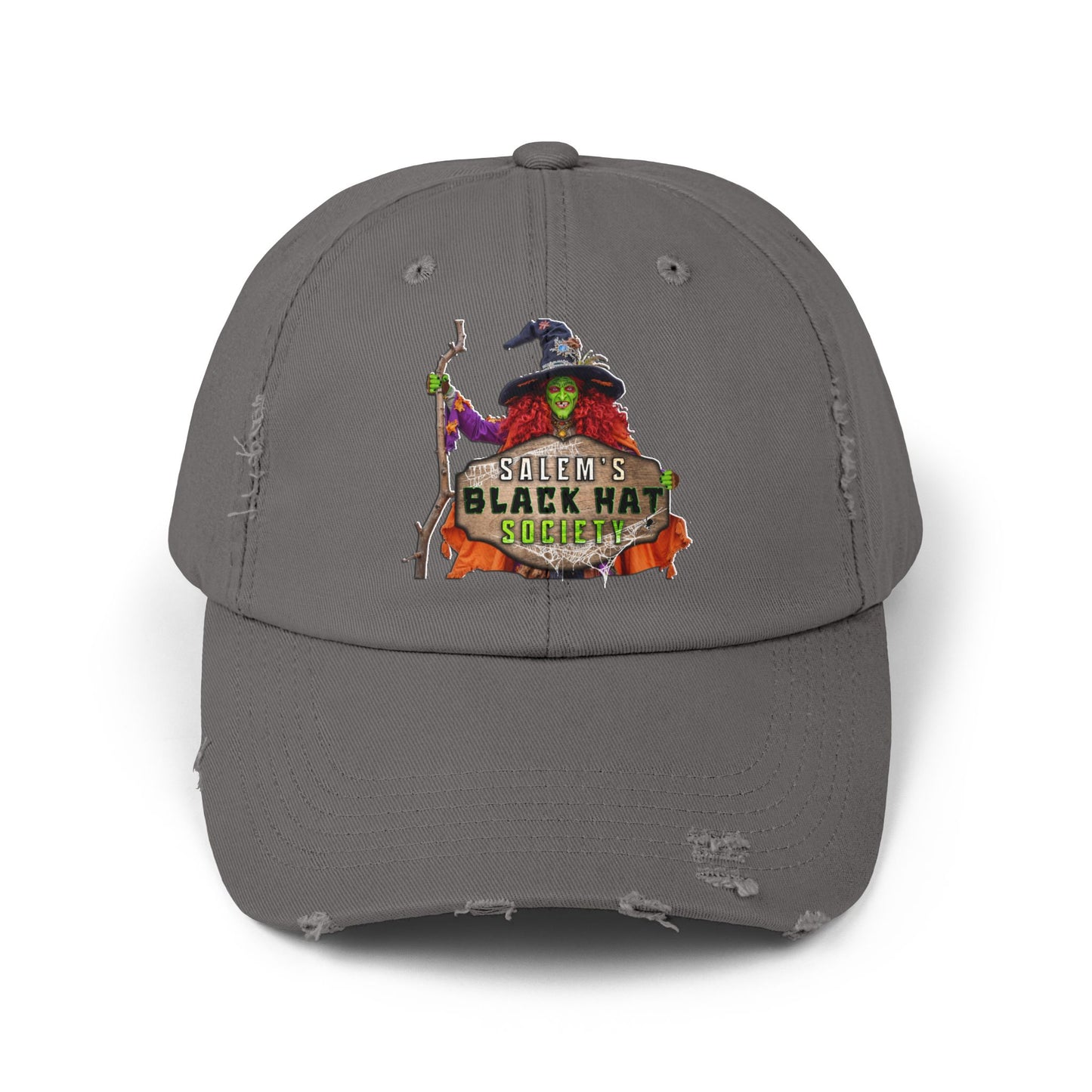 Salem's Black Hat Society Caps, Halloween Cap, Witch Hat Gift, Distressed Unisex Cap, Spooky Accessories, Fall Fashion