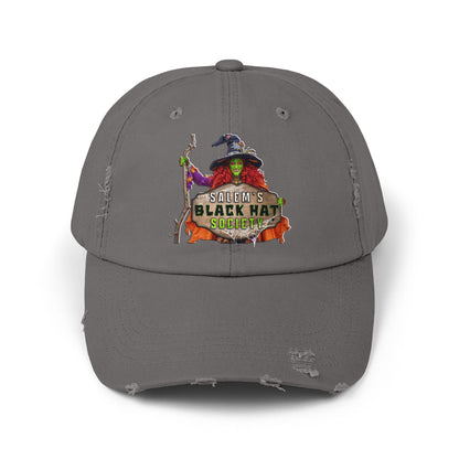 Salem's Black Hat Society Caps, Halloween Cap, Witch Hat Gift, Distressed Unisex Cap, Spooky Accessories, Fall Fashion