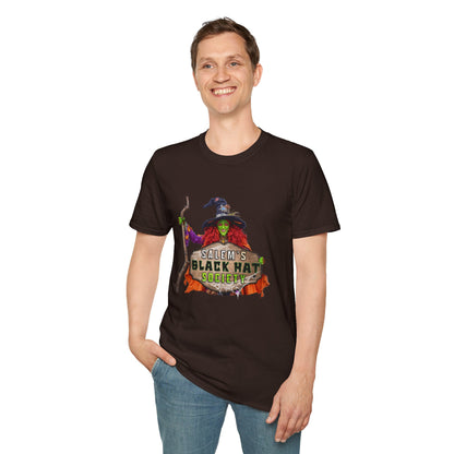 Salem's Black Hat Society Unisex T-Shirt, Halloween Tee, Witch Theme, Witchcraft Apparel, Unique Gift for Spooky Season, Cozy Everyday Wear