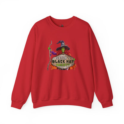 🖤 Salem’s Black Hat Society Halloween Crewneck Sweatshirt – Cozy Unisex Sweatshirt for Fall Magic, Witchy Vibes & Spooky Gifting