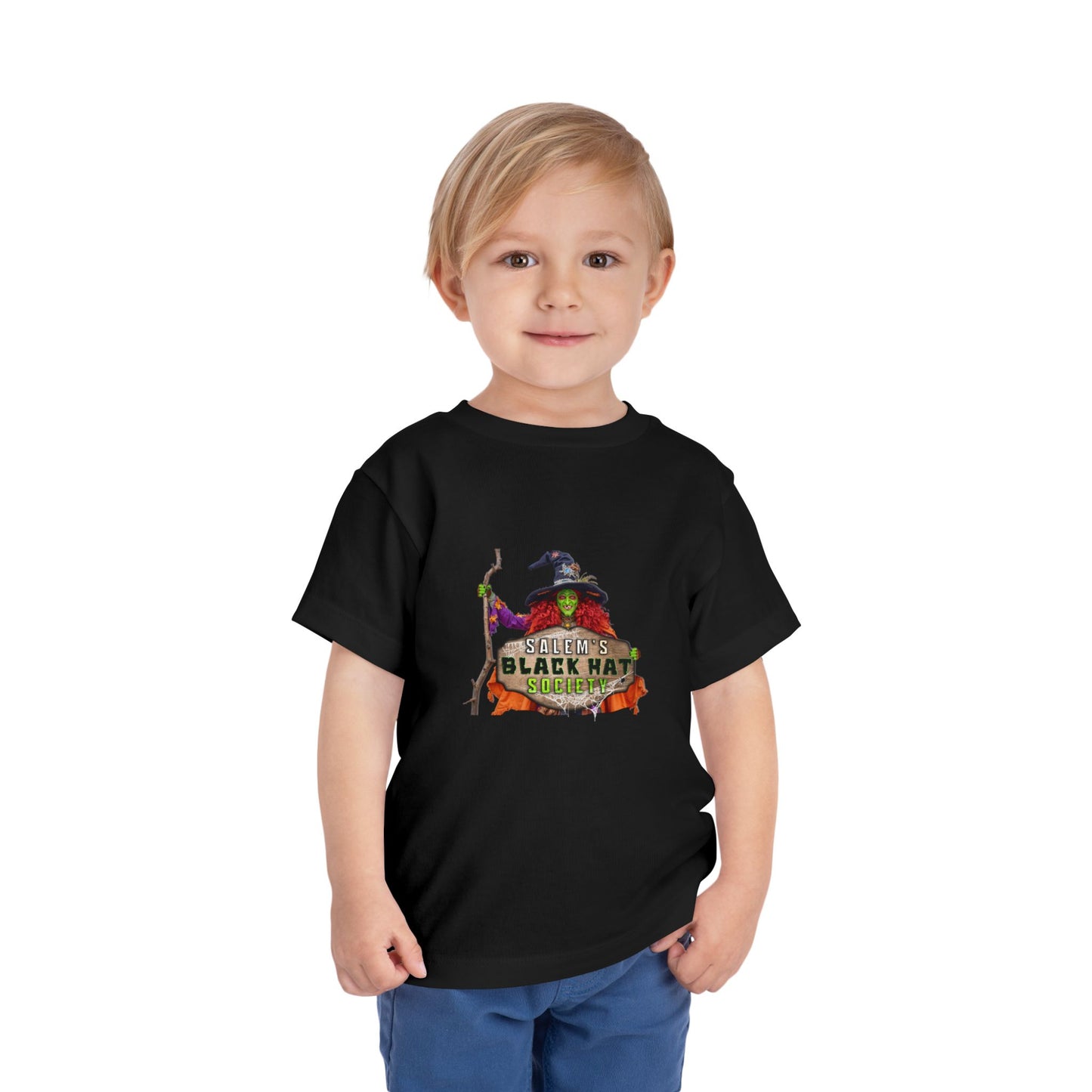 Salem's Black Hat Society Toddler Halloween Tee Spooky Black Hat Witch Design, Kids Costume Shirt, Trick or Treat, Fall Celebration Apparel