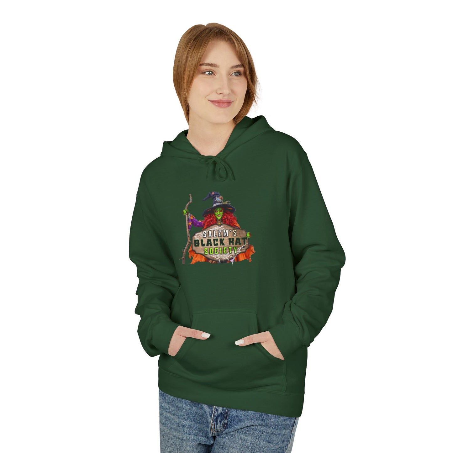 Witchy Vibes Fleece Hoodie - Halloween Gift, Cozy Sweatshirt, Unisex Hooded Sweatshirt, Spooky Apparel, Witch Costume