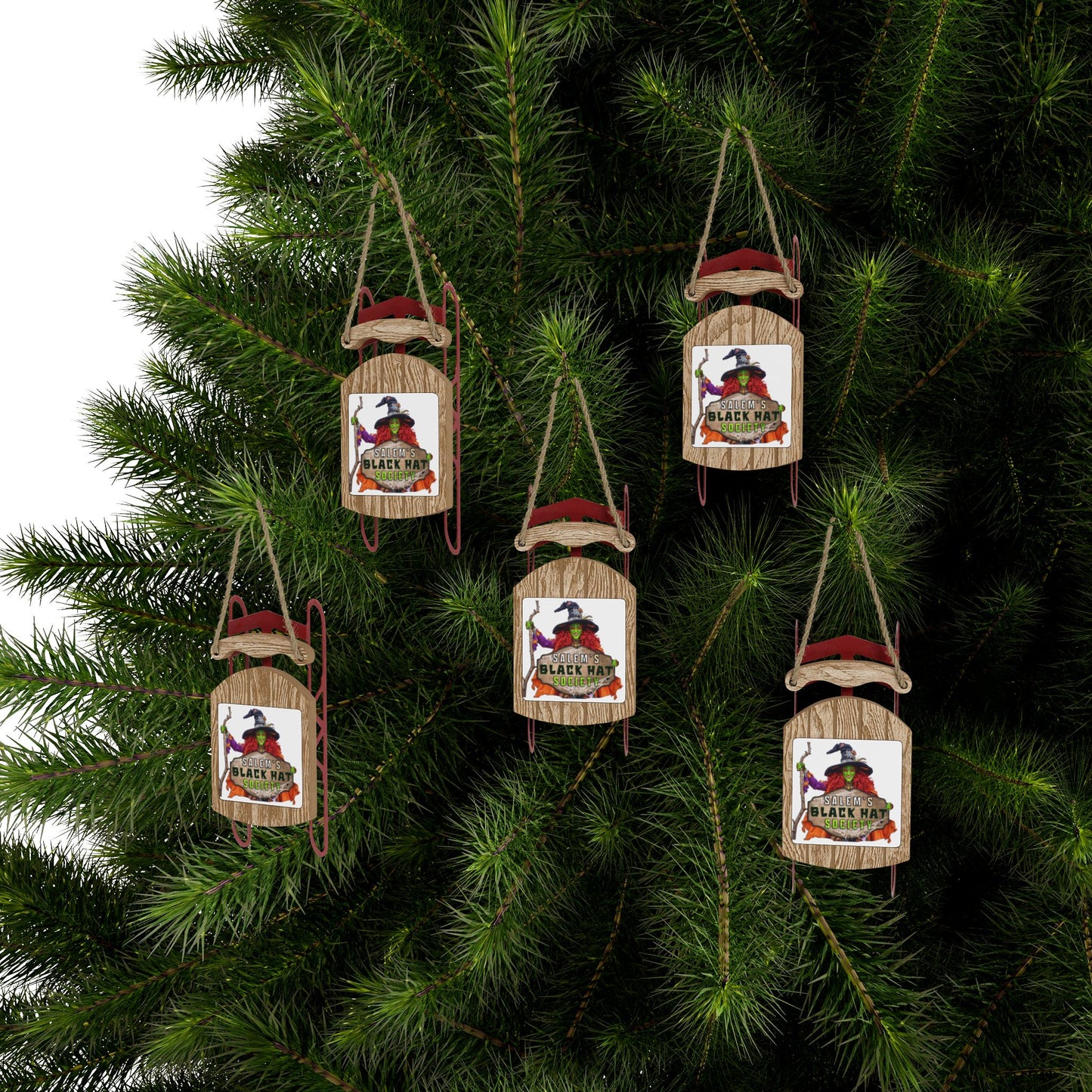 Salem's Black Hat Society Sled Ornaments