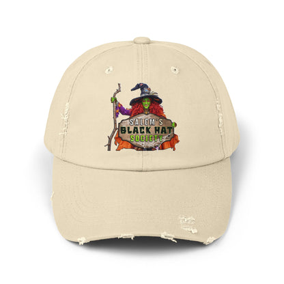 Salem's Black Hat Society Caps, Halloween Cap, Witch Hat Gift, Distressed Unisex Cap, Spooky Accessories, Fall Fashion