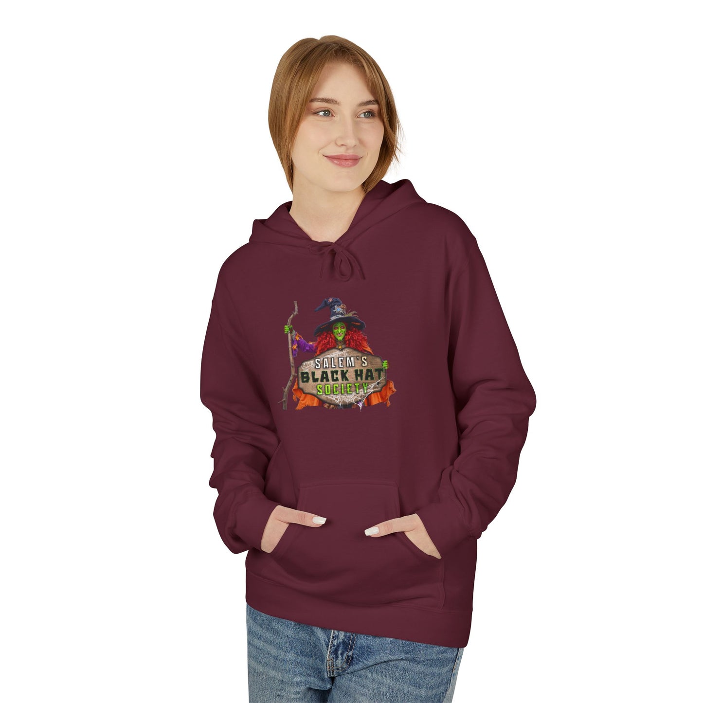 Witchy Vibes Fleece Hoodie - Halloween Gift, Cozy Sweatshirt, Unisex Hooded Sweatshirt, Spooky Apparel, Witch Costume
