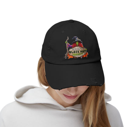 Salem's Black Hat Society Caps, Halloween Cap, Witch Hat Gift, Distressed Unisex Cap, Spooky Accessories, Fall Fashion