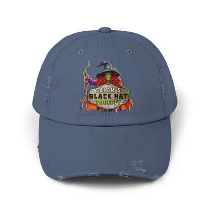 Salem's Black Hat Society Caps, Halloween Cap, Witch Hat Gift, Distressed Unisex Cap, Spooky Accessories, Fall Fashion