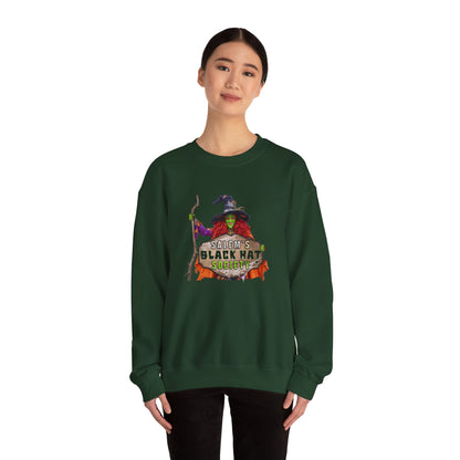 🖤 Salem’s Black Hat Society Halloween Crewneck Sweatshirt – Cozy Unisex Sweatshirt for Fall Magic, Witchy Vibes & Spooky Gifting