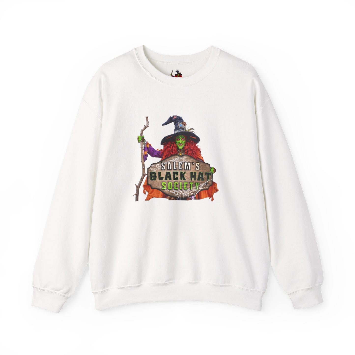 🖤 Salem’s Black Hat Society Halloween Crewneck Sweatshirt – Cozy Unisex Sweatshirt for Fall Magic, Witchy Vibes & Spooky Gifting