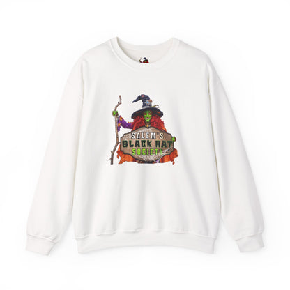 🖤 Salem’s Black Hat Society Halloween Crewneck Sweatshirt – Cozy Unisex Sweatshirt for Fall Magic, Witchy Vibes & Spooky Gifting