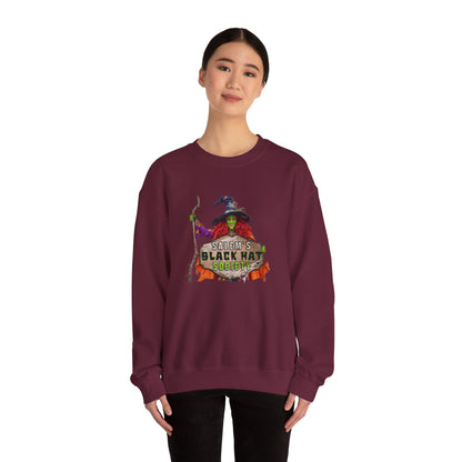 🖤 Salem’s Black Hat Society Halloween Crewneck Sweatshirt – Cozy Unisex Sweatshirt for Fall Magic, Witchy Vibes & Spooky Gifting