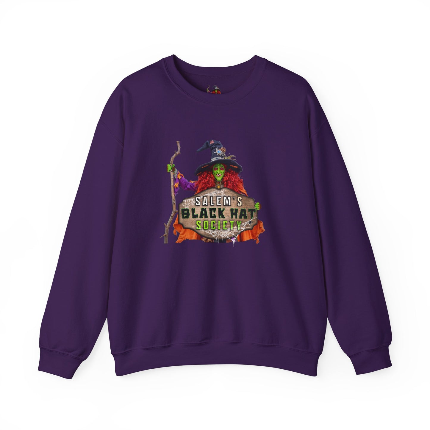 🖤 Salem’s Black Hat Society Halloween Crewneck Sweatshirt – Cozy Unisex Sweatshirt for Fall Magic, Witchy Vibes & Spooky Gifting