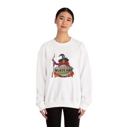 🖤 Salem’s Black Hat Society Halloween Crewneck Sweatshirt – Cozy Unisex Sweatshirt for Fall Magic, Witchy Vibes & Spooky Gifting