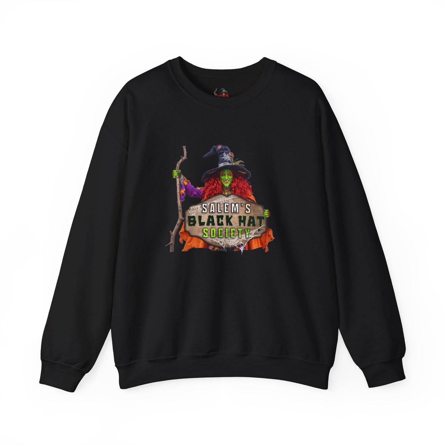 🖤 Salem’s Black Hat Society Halloween Crewneck Sweatshirt – Cozy Unisex Sweatshirt for Fall Magic, Witchy Vibes & Spooky Gifting
