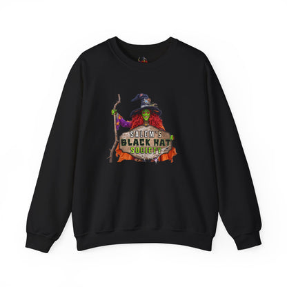 🖤 Salem’s Black Hat Society Halloween Crewneck Sweatshirt – Cozy Unisex Sweatshirt for Fall Magic, Witchy Vibes & Spooky Gifting