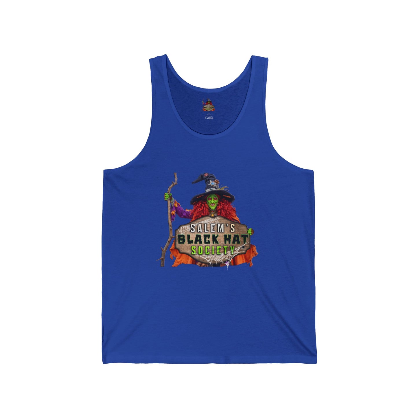 Salem's Black Hat BORAH! Tank Top - Halloween Party Tee, Unisex Jersey Tank, Witchcraft Apparel, Gift for Halloween Enthusiasts, Black Hat Society