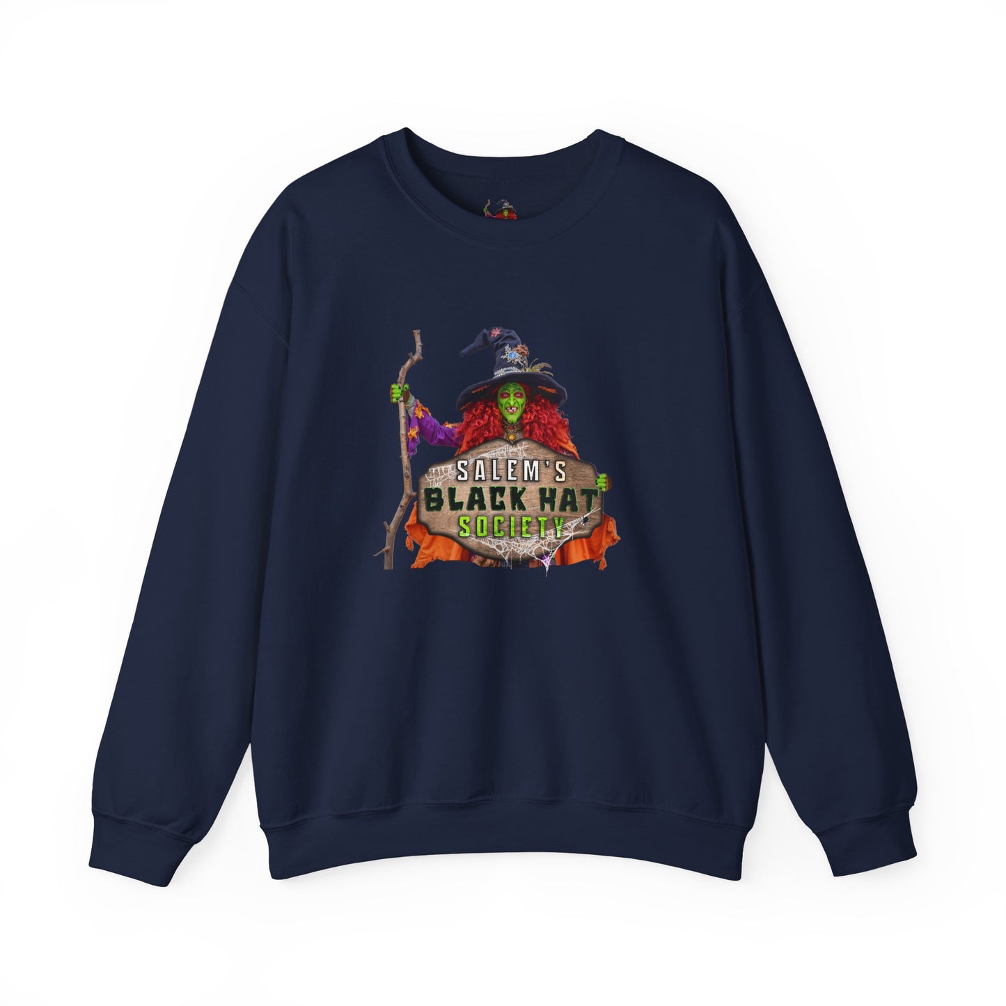 🖤 Salem’s Black Hat Society Halloween Crewneck Sweatshirt – Cozy Unisex Sweatshirt for Fall Magic, Witchy Vibes & Spooky Gifting