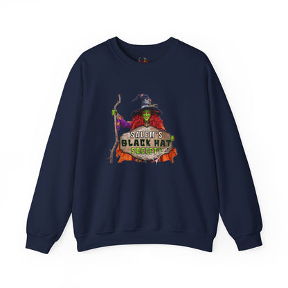 🖤 Salem’s Black Hat Society Halloween Crewneck Sweatshirt – Cozy Unisex Sweatshirt for Fall Magic, Witchy Vibes & Spooky Gifting