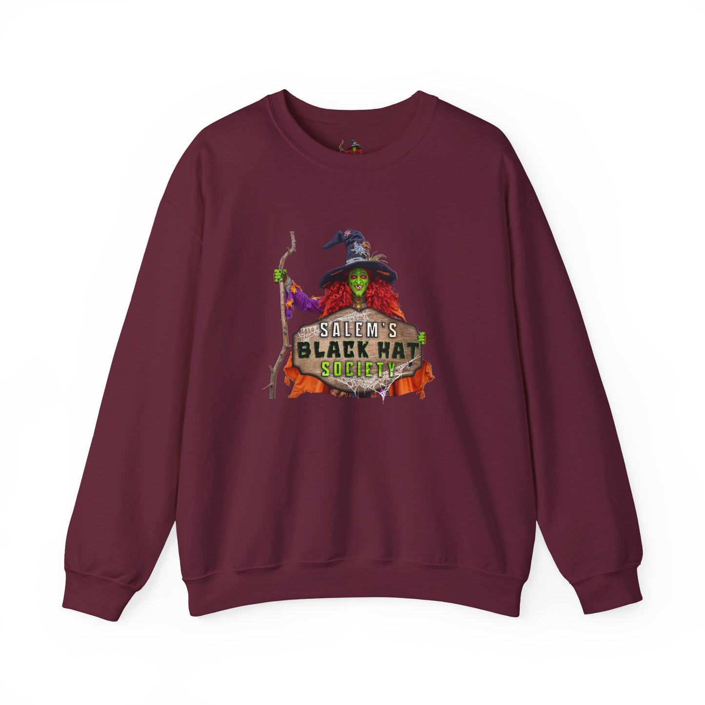 🖤 Salem’s Black Hat Society Halloween Crewneck Sweatshirt – Cozy Unisex Sweatshirt for Fall Magic, Witchy Vibes & Spooky Gifting