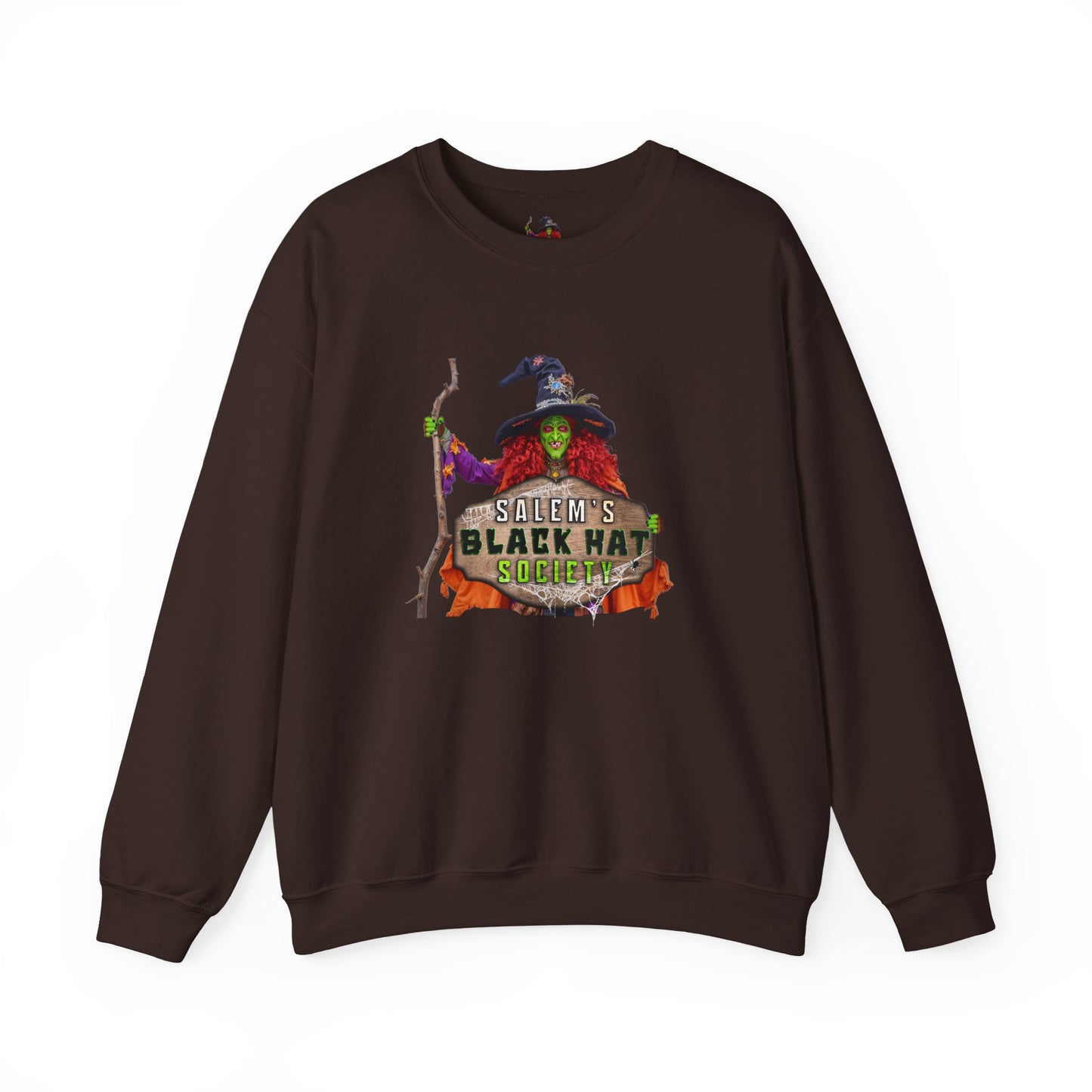 🖤 Salem’s Black Hat Society Halloween Crewneck Sweatshirt – Cozy Unisex Sweatshirt for Fall Magic, Witchy Vibes & Spooky Gifting