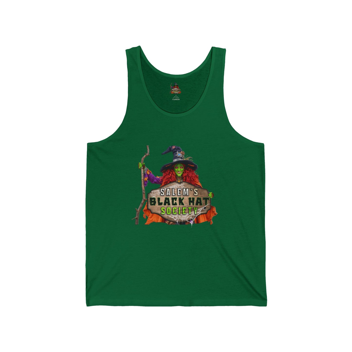 Salem's Black Hat BORAH! Tank Top - Halloween Party Tee, Unisex Jersey Tank, Witchcraft Apparel, Gift for Halloween Enthusiasts, Black Hat Society