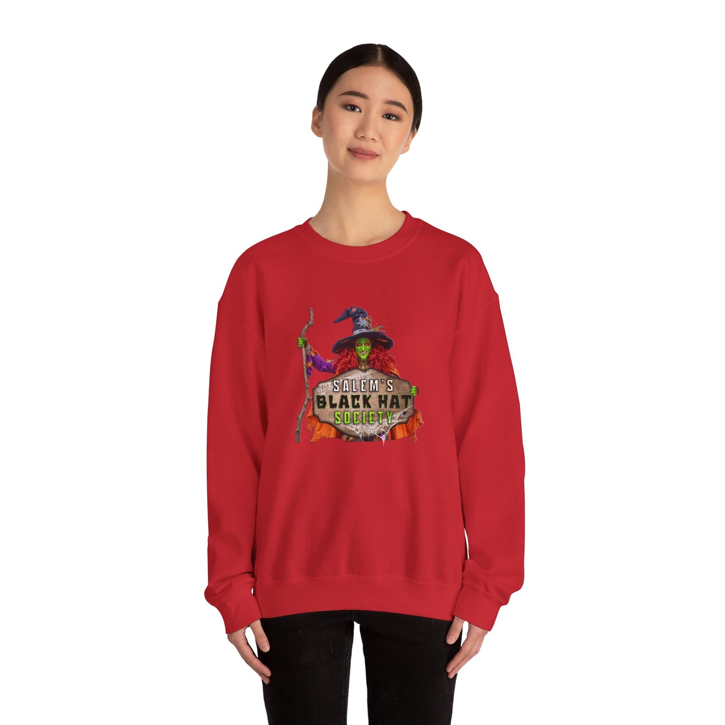 🖤 Salem’s Black Hat Society Halloween Crewneck Sweatshirt – Cozy Unisex Sweatshirt for Fall Magic, Witchy Vibes & Spooky Gifting