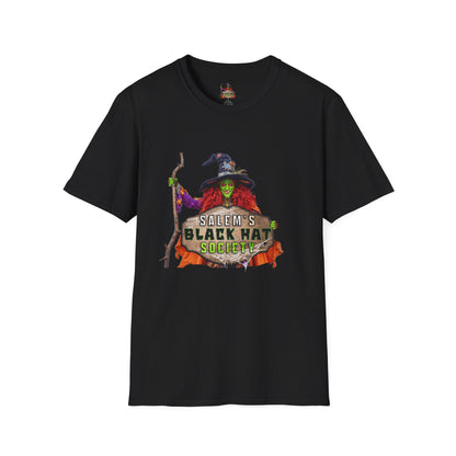 Salem's Black Hat Society Unisex T-Shirt, Halloween Tee, Witch Theme, Witchcraft Apparel, Unique Gift for Spooky Season, Cozy Everyday Wear