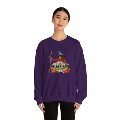🖤 Salem’s Black Hat Society Halloween Crewneck Sweatshirt – Cozy Unisex Sweatshirt for Fall Magic, Witchy Vibes & Spooky Gifting