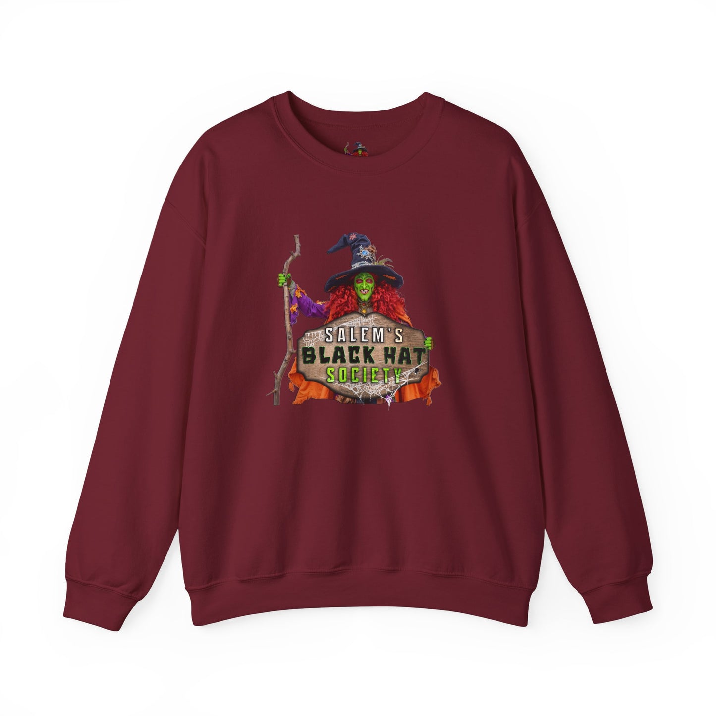 🖤 Salem’s Black Hat Society Halloween Crewneck Sweatshirt – Cozy Unisex Sweatshirt for Fall Magic, Witchy Vibes & Spooky Gifting