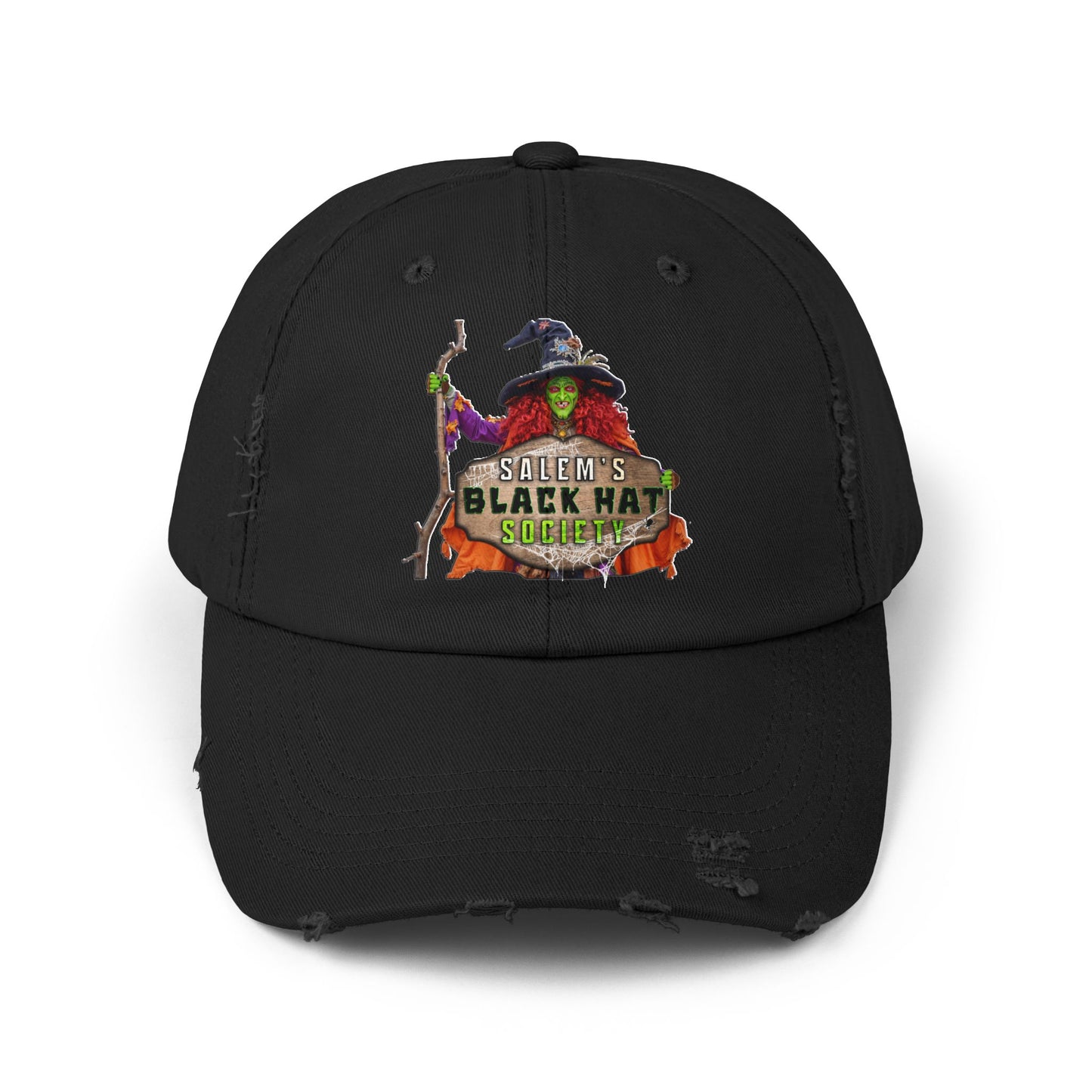 Salem's Black Hat Society Caps, Halloween Cap, Witch Hat Gift, Distressed Unisex Cap, Spooky Accessories, Fall Fashion