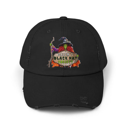 Salem's Black Hat Society Caps, Halloween Cap, Witch Hat Gift, Distressed Unisex Cap, Spooky Accessories, Fall Fashion